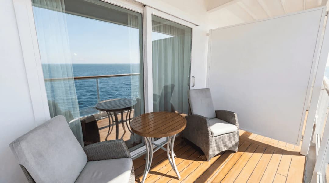 Ocean view from residential cruise balcony